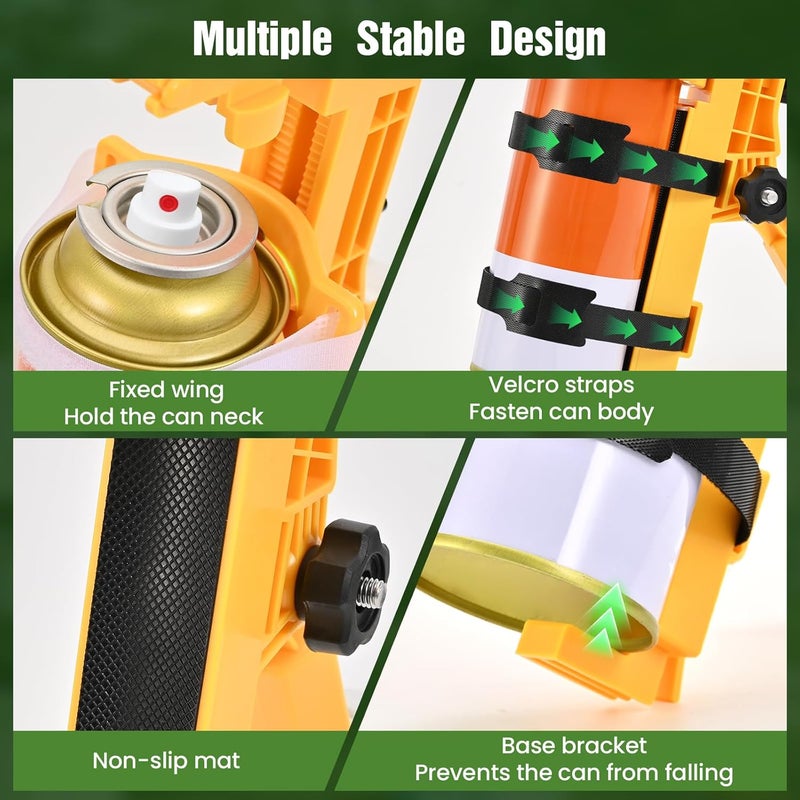 New Fly Spray Can Extension Pole Adaptor, Adjustable Sprayer Bracket Adaptor for Wasp Hornet Bee Spray Long Range, Spray Paint, Window Cleaner, Tree Spray. Spray Can Trigger Handle(Yellow) - Image 3